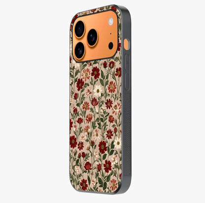 Biege Flower With Leaf Glass Case photographed in natural light showing reflective finish and design depth.