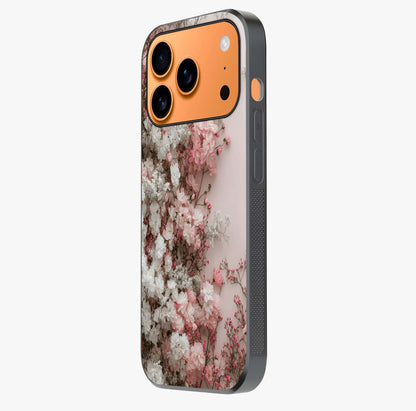 Blush Blossom Cloud Glass Case photographed in natural light showing reflective finish and design depth.