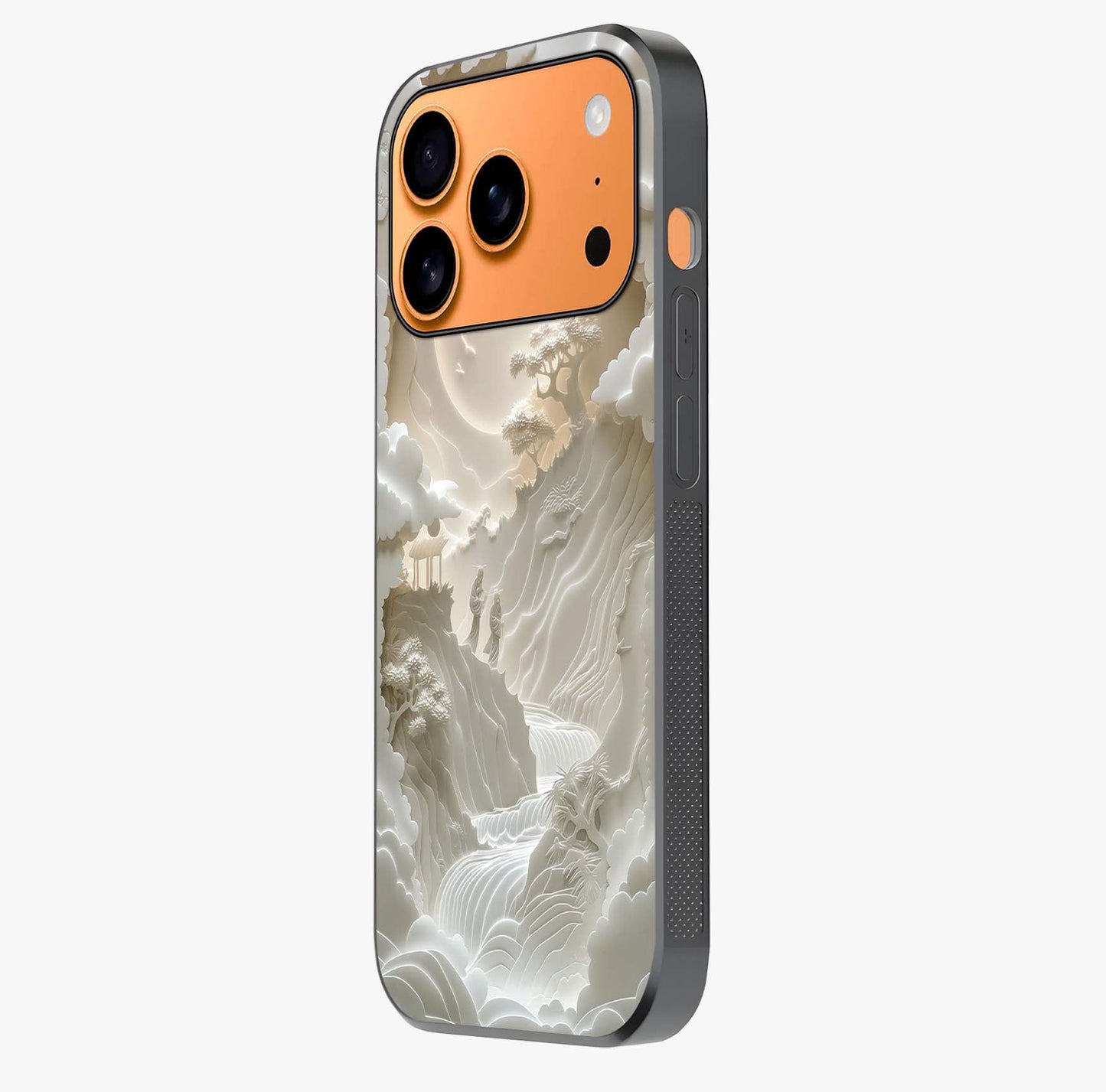 Celestial Origami Glass Case photographed in natural light showing reflective finish and design depth.