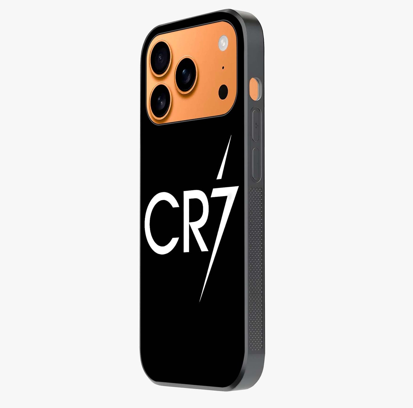 Cr7 Elite Strike Glass Case photographed in natural light showing reflective finish and design depth.