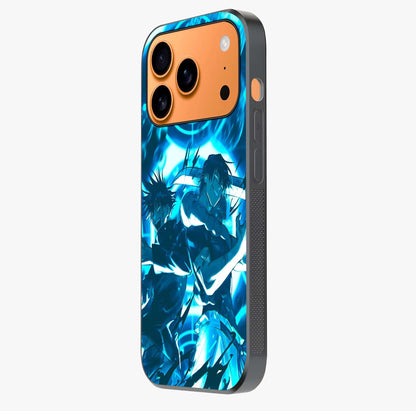 Cursed Energy Clash Glass Case photographed in natural light showing reflective finish and design depth.