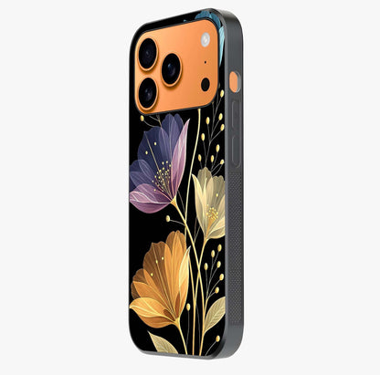 Delicate Multicolor Flowers Glass Case photographed in natural light showing reflective finish and design depth.