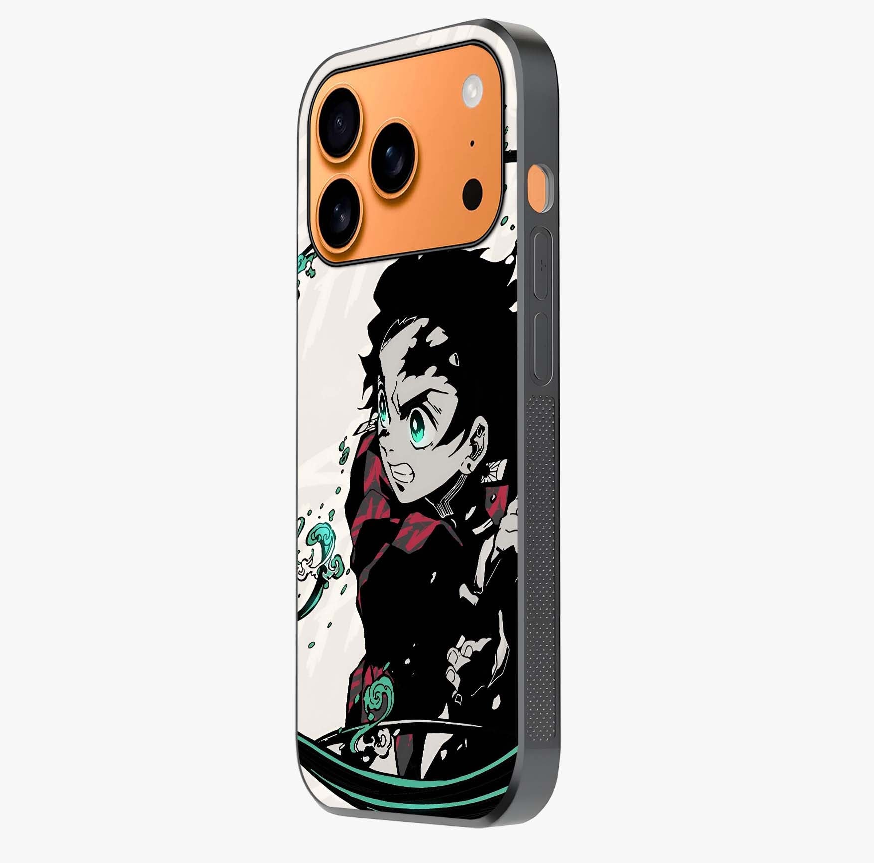 Demon Slayer Glass Case photographed in natural light showing reflective finish and design depth.