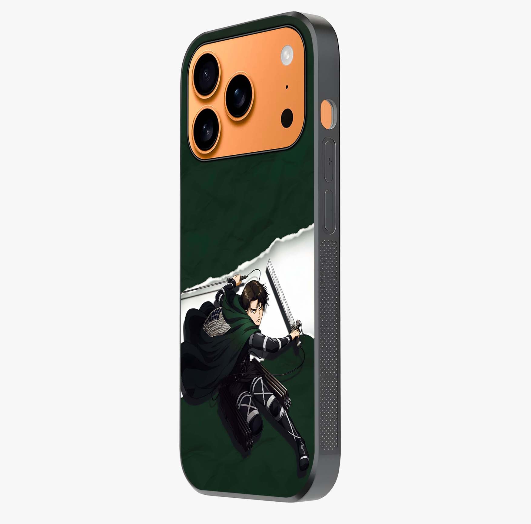 Emerald War Vanguard Glass Case photographed in natural light showing reflective finish and design depth.