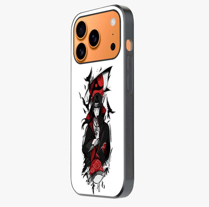 Itachi Sharingan Glass Case photographed in natural light showing reflective finish and design depth.