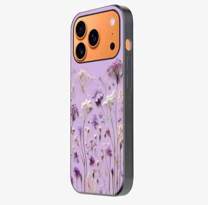 Lavender Blossom Dream Glass Case photographed in natural light showing reflective finish and design depth.