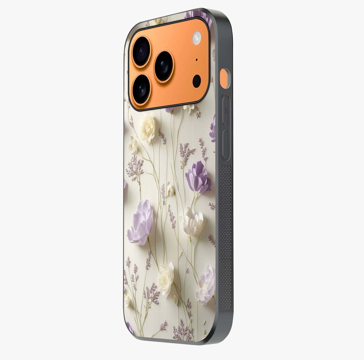 Lilac Breeze Harmony Glass Case photographed in natural light showing reflective finish and design depth.