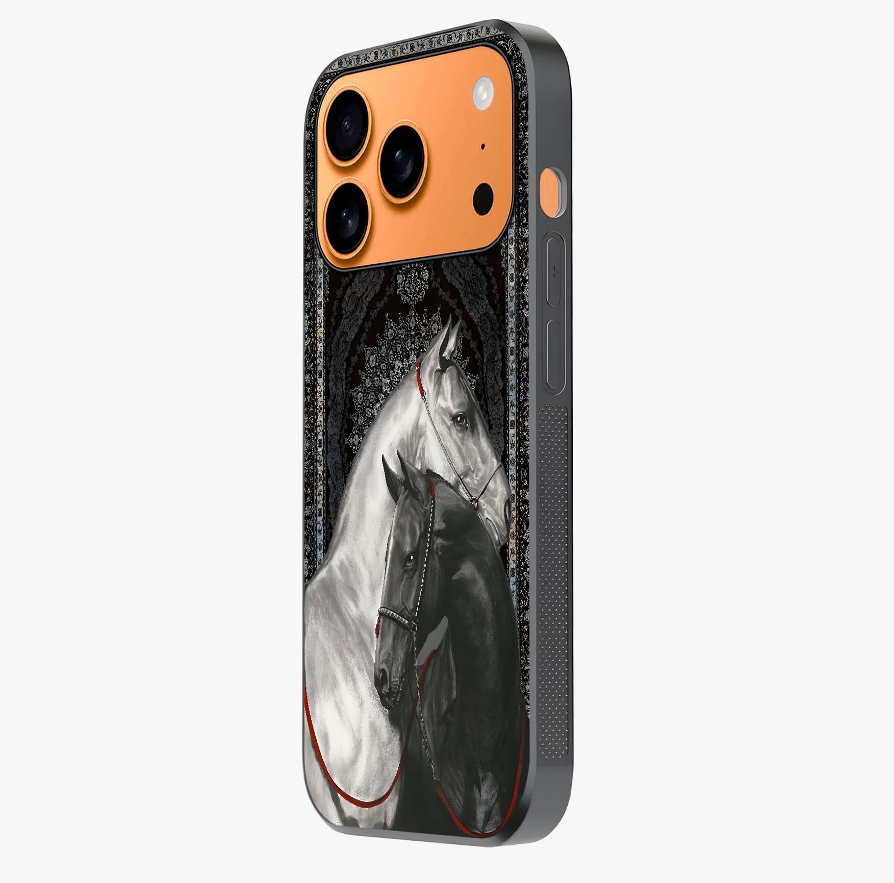 Majestic Ride Legacy Glass Case photographed in natural light showing reflective finish and design depth.