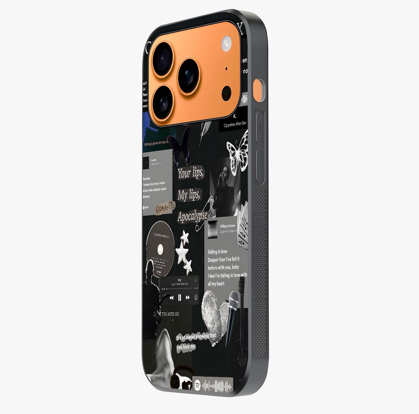 Midnight Love Echo Glass Case photographed in natural light showing reflective finish and design depth.