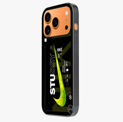 Neon Street Edition Glass Case photographed in natural light showing reflective finish and design depth.