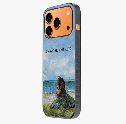 Peace Beyond War Glass Case photographed in natural light showing reflective finish and design depth.