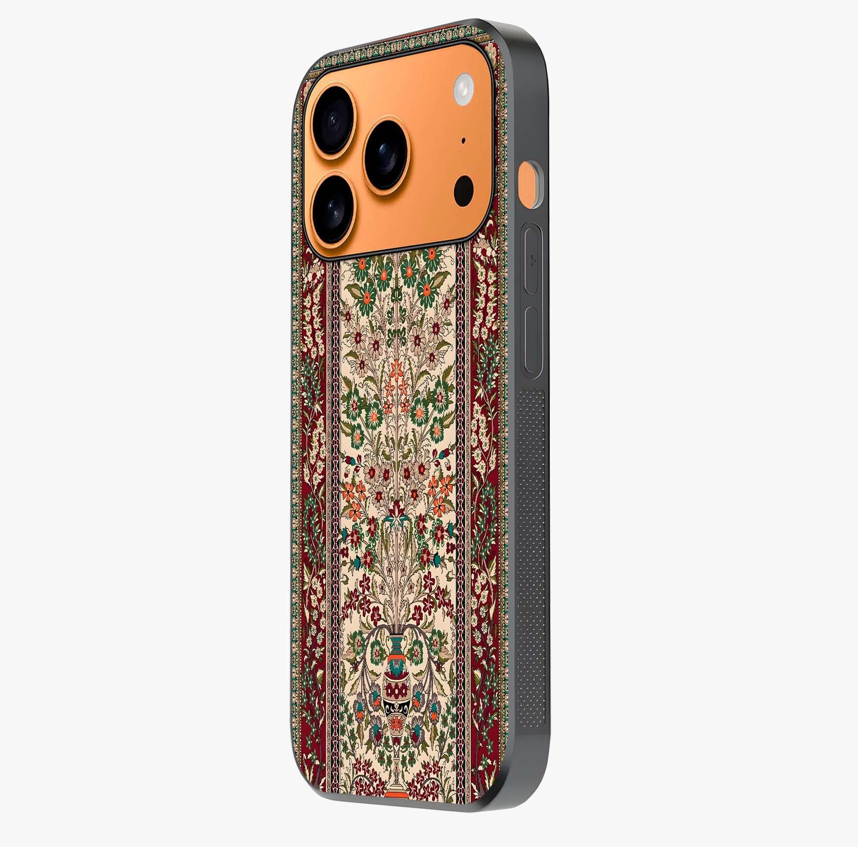 Persian Inspired Glass Case photographed in natural light showing reflective finish and design depth.