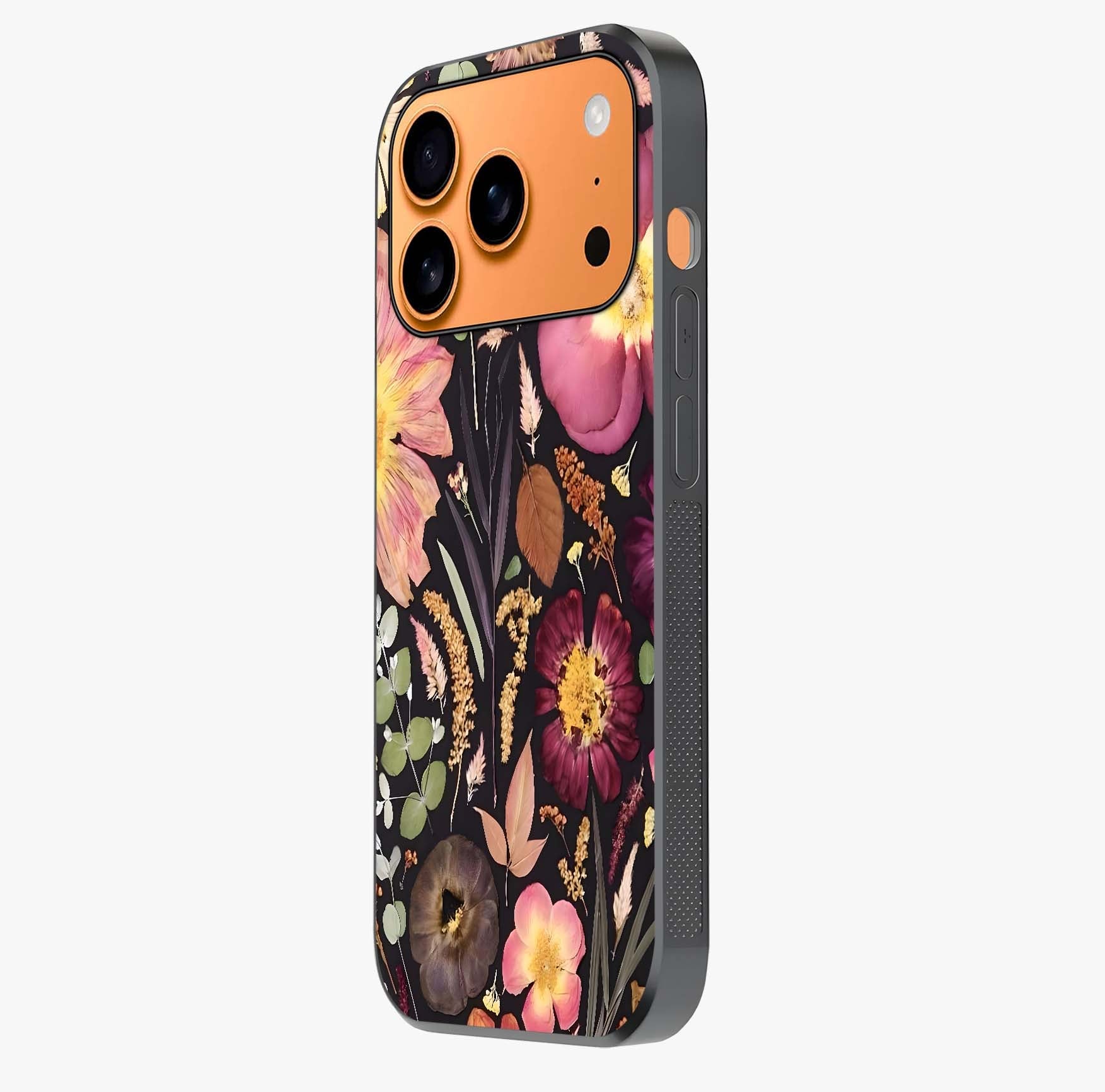 Petal Dream Tapestry Glass Case photographed in natural light showing reflective finish and design depth.