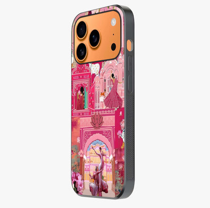 Pink Palace Muse Glass Case photographed in natural light showing reflective finish and design depth.
