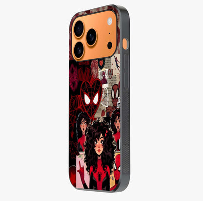 Spider Love Story Glass Case photographed in natural light showing reflective finish and design depth.