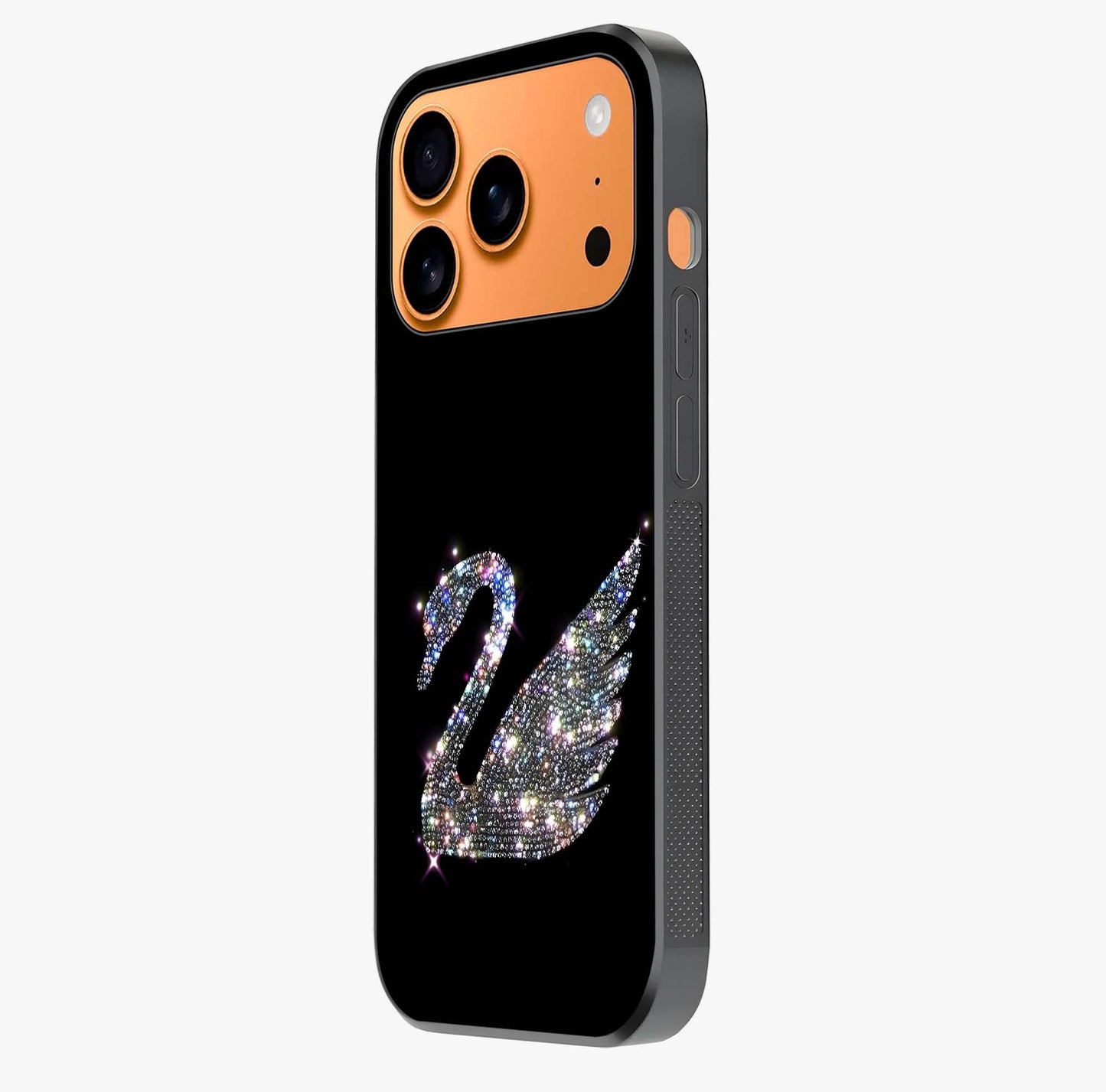 Starlit Swan Grace Glass Case photographed in natural light showing reflective finish and design depth.