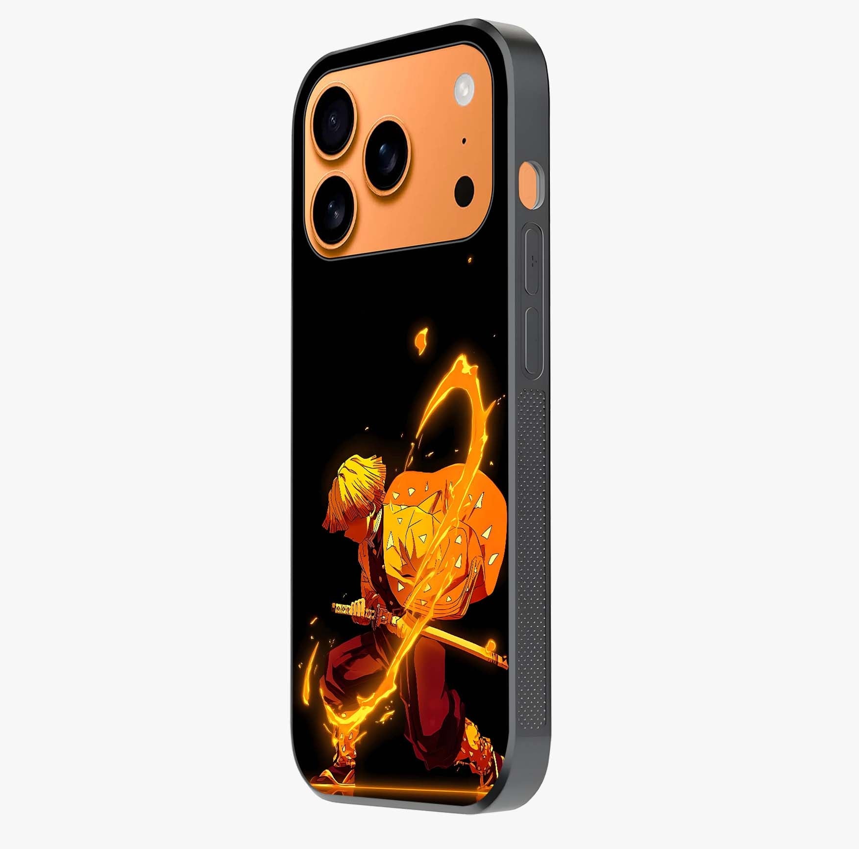 Thunder Flame Execution Glass Case photographed in natural light showing reflective finish and design depth.