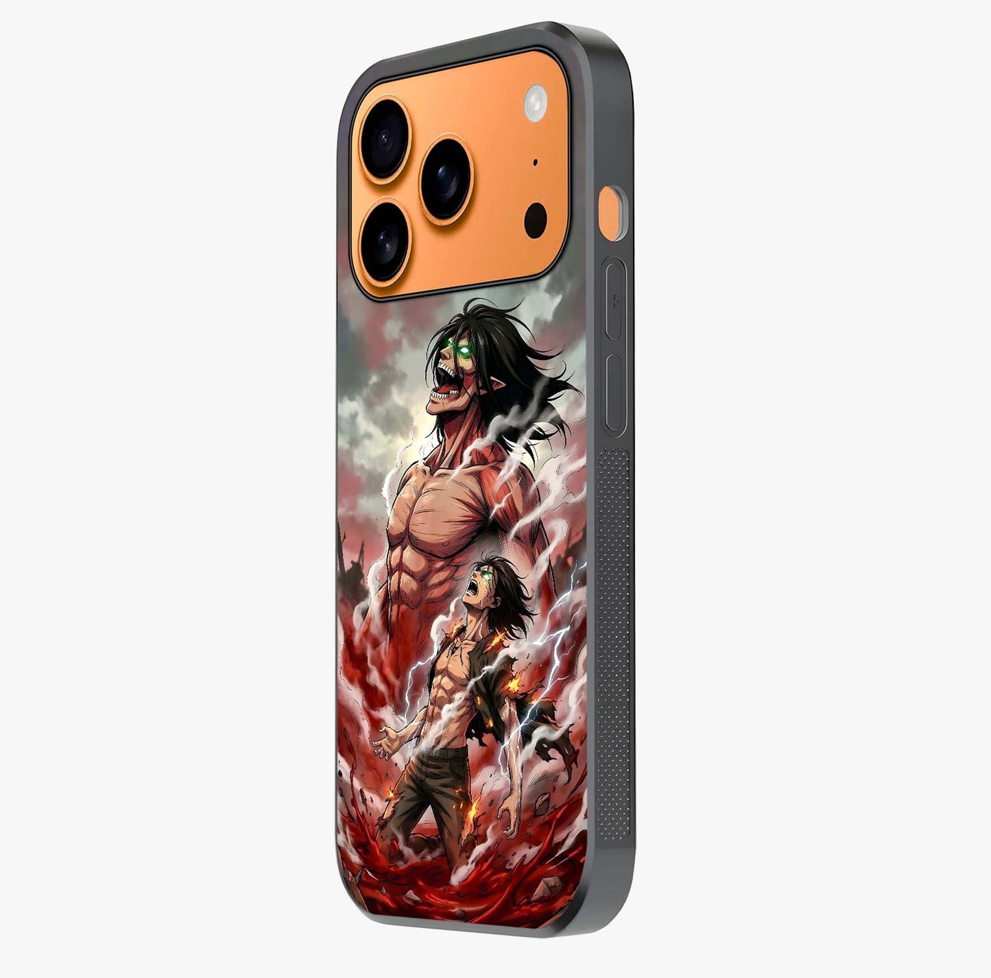 Titan Awakening Fury Glass Case photographed in natural light showing reflective finish and design depth.