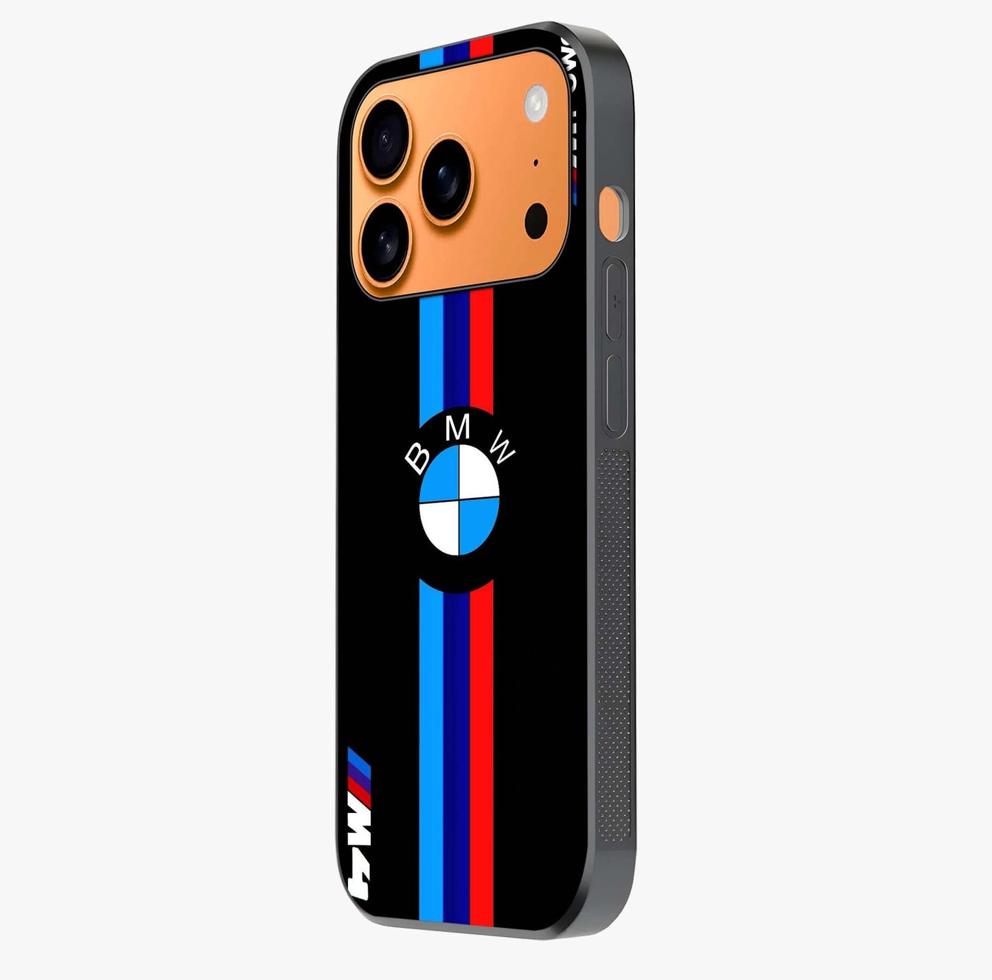 Turbo Bmw Beast Glass Case photographed in natural light showing reflective finish and design depth.