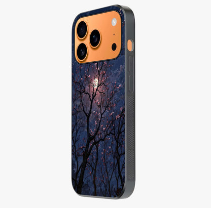 Twilight Sakura Serenade Glass Case photographed in natural light showing reflective finish and design depth.