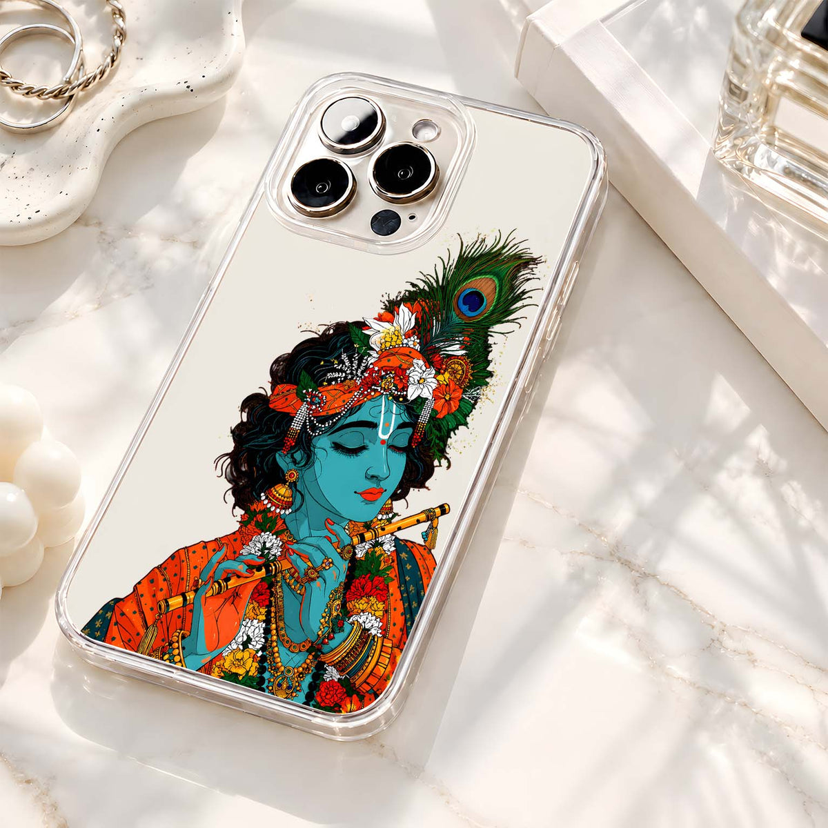 Krishna Peacock Art Clear Silicon Cover
