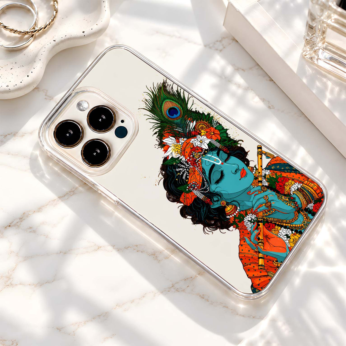 Krishna Peacock Art Clear Silicon Cover