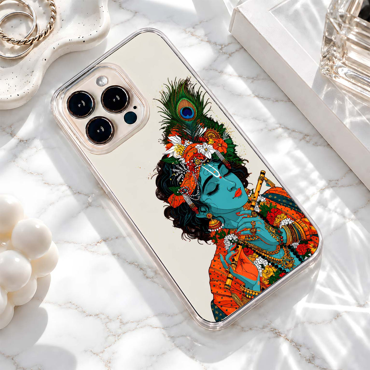Krishna Peacock Art Clear Silicon Cover