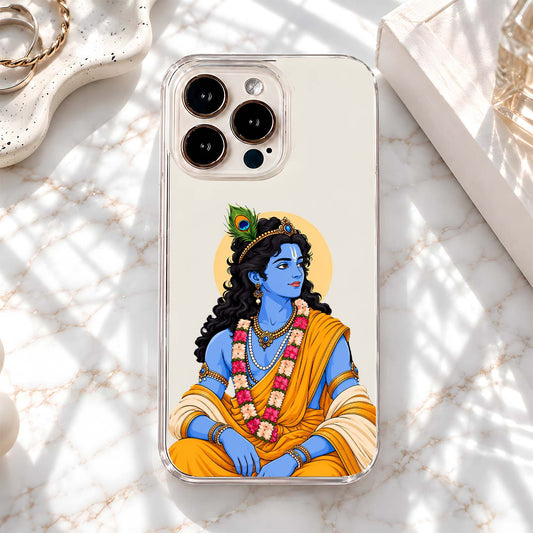 Krishna Peacock Portrait Clear Silicon Cover