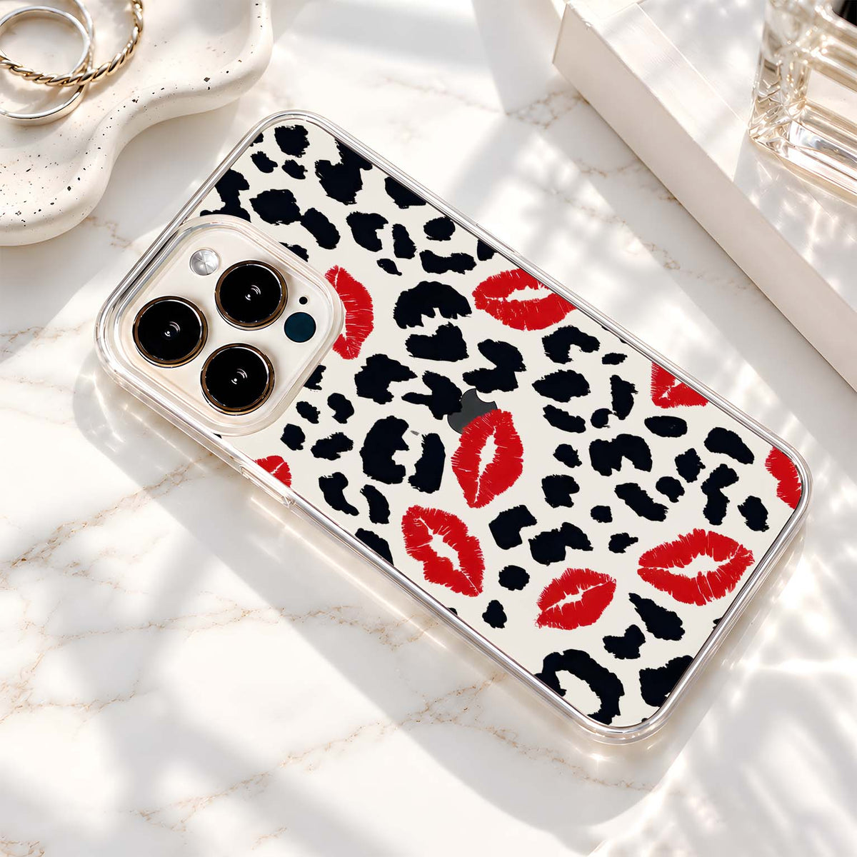 Leopard Lipstick Kisses Clear Silicon Cover