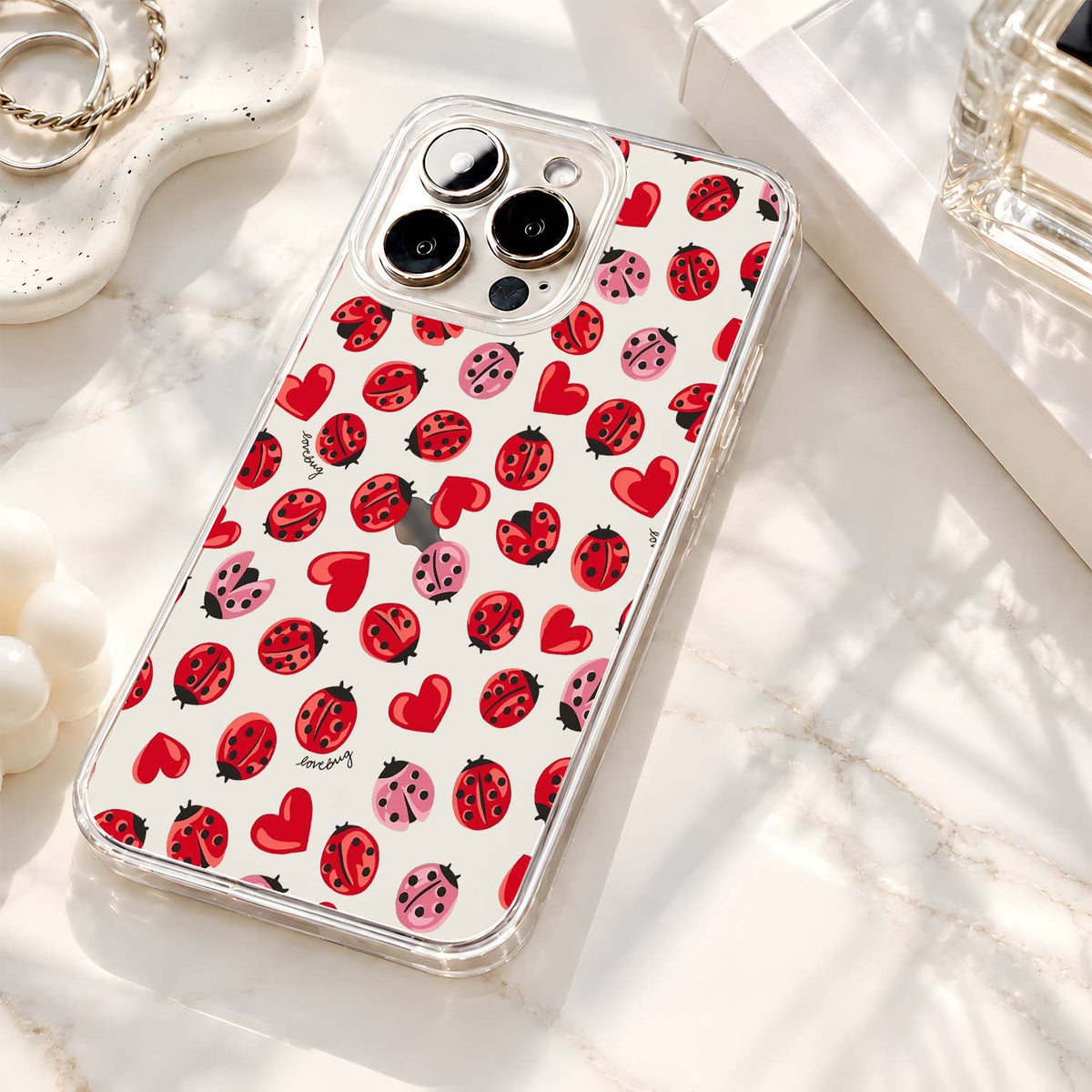 Lovely Ladybug Hearts Silicon Cover