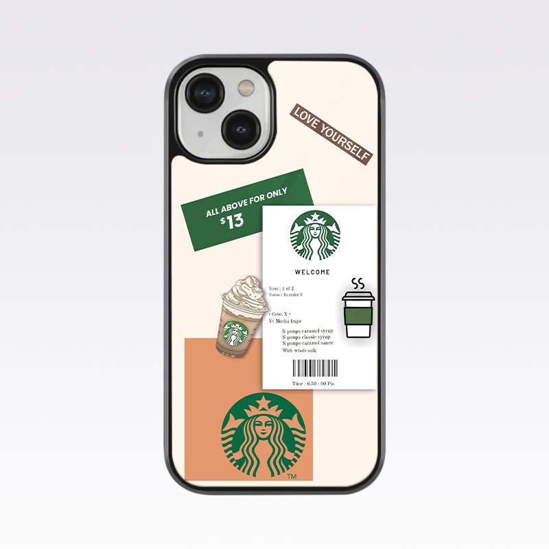 Starbucks Love Yourself Pattern Glass Case