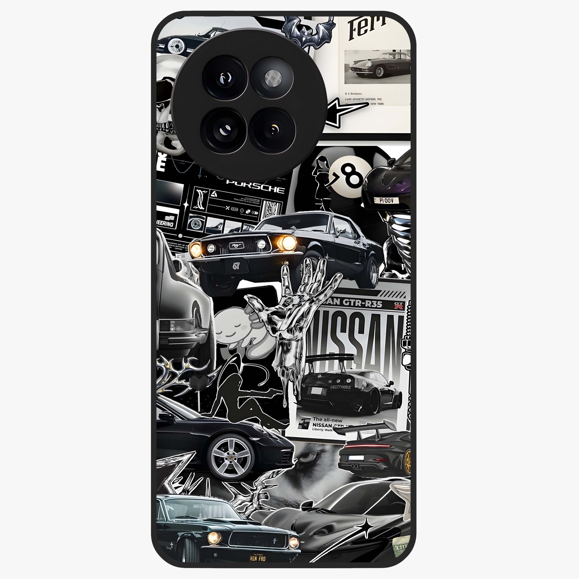 Aesthetic Dark Love Glass Case showing flat back view with dark romantic artwork and glossy glass finish.