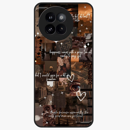 Bittersweet Aesthetic Chaos Glass Case showing flat back view with artistic chaotic aesthetic design and glossy glass finish.