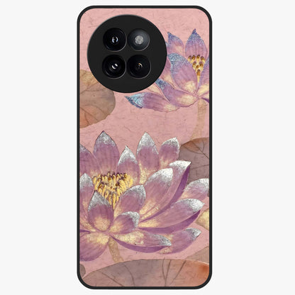 Blossom Mist Lotus Glass Case showing flat back view with serene lotus blossom artwork and glossy glass finish.
