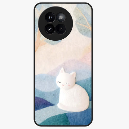Cotton Dream Cat Glass Case showing flat back view with soft dreamy cat artwork and glossy glass finish.