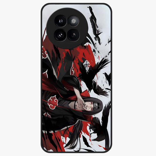 Crimson Crow Illusion Glass Case showing flat back view with artistic crow illusion artwork and glossy glass finish.