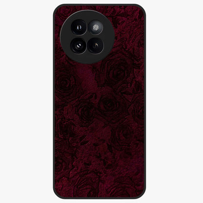 Crimson Fade Flow Glass Case showing flat back view with flowing crimson gradient artwork and glossy glass finish.