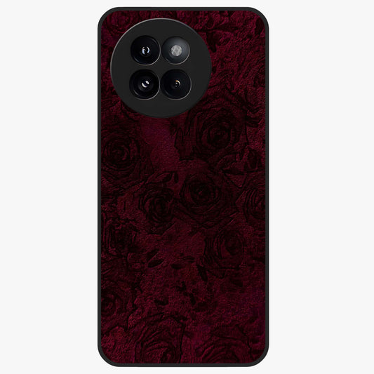 Crimson Fade Flow Glass Case showing flat back view with flowing crimson gradient artwork and glossy glass finish.