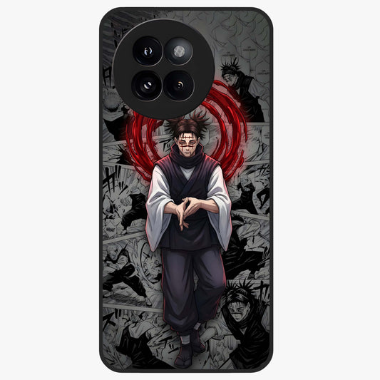 Cursed Ritual Ascension Glass Case showing flat back view with dark ritual themed artwork and glossy glass finish.