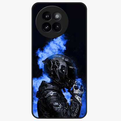 Cyber Sentinel Protocol Glass Case showing flat back view with futuristic cyber themed artwork and glossy glass finish.