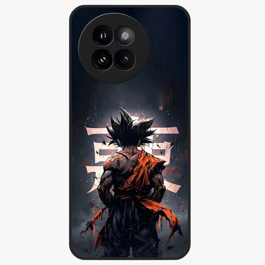 Dark Warrior In Rain Glass Case showing flat back view with warrior artwork in rainy atmosphere and glossy glass finish.