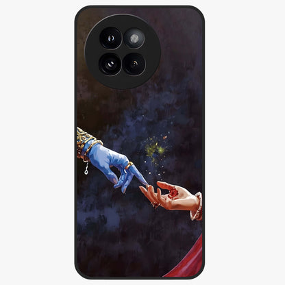 Divine Touch Eternal Glass Case showing flat back view with spiritual themed artwork and glossy glass finish.