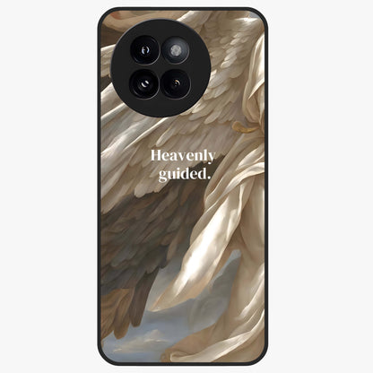 Divine Winged Grace Glass Case showing flat back view with elegant wing inspired artwork and glossy glass finish.