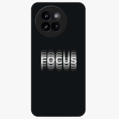 Focus Mode On Glass Case showing flat back view with bold motivational typography design and glossy glass finish.
