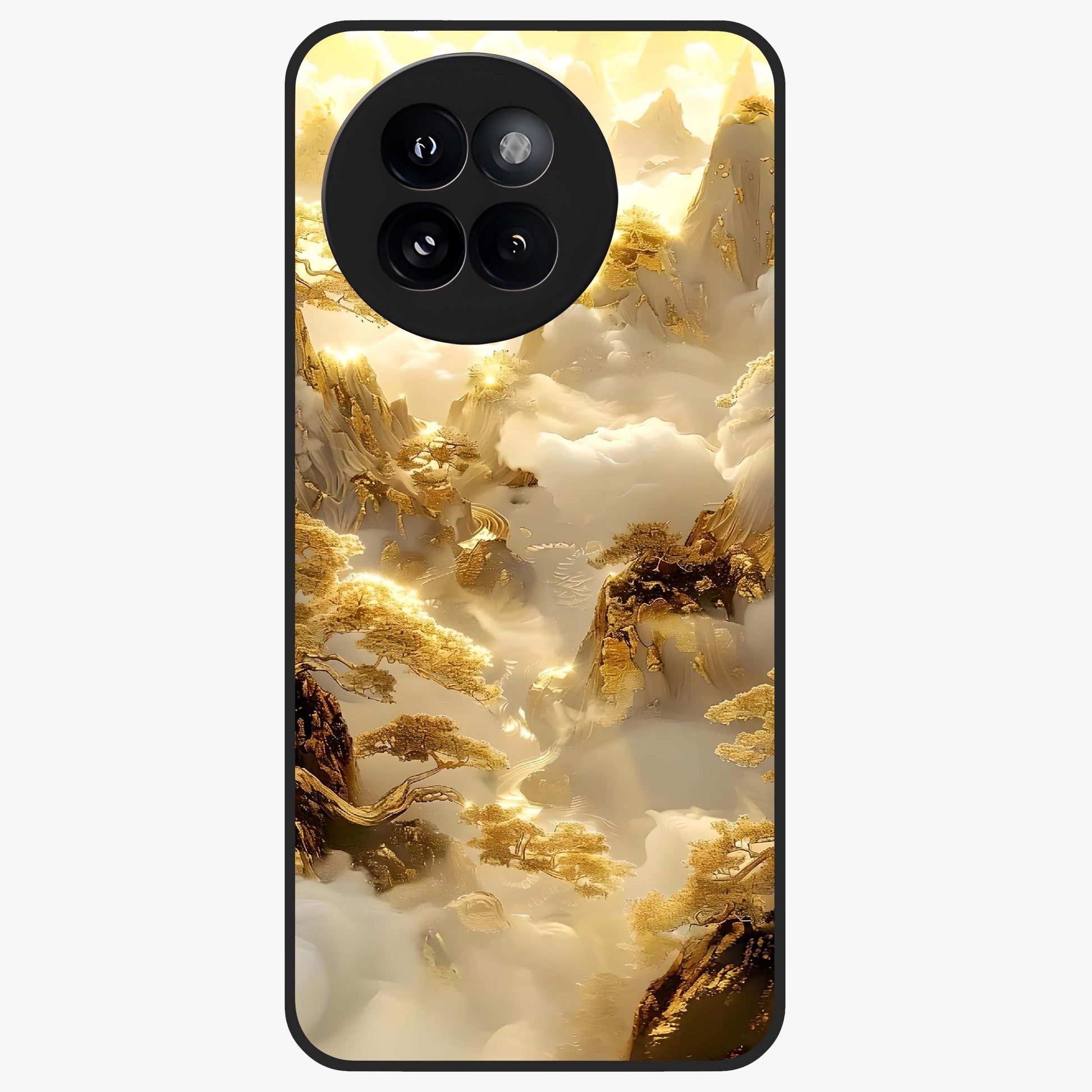 Gates Of Illumination Glass Case showing flat back view with mystical illuminated gate artwork and glossy glass finish.