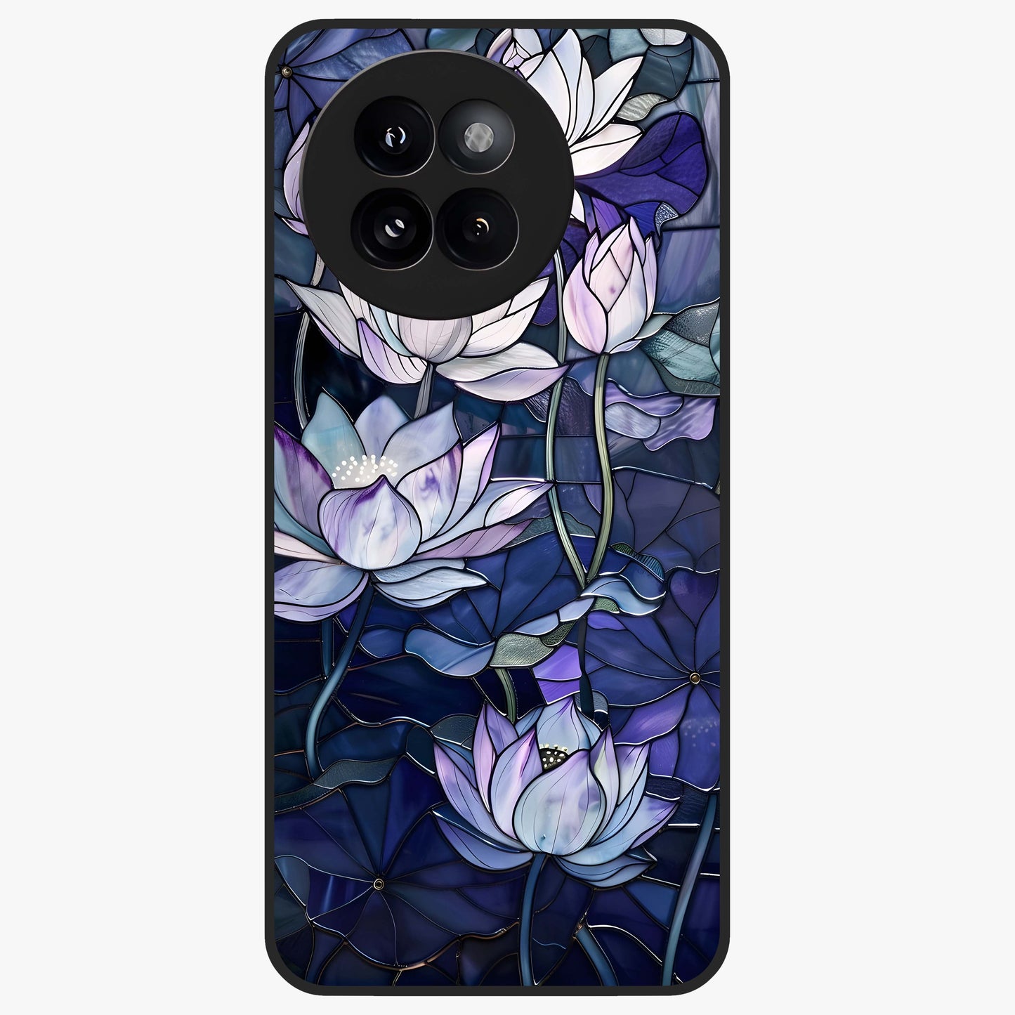 Gloss Petal Rush Glass Case showing flat back view with glossy flower petal artwork and smooth glass finish.