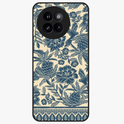 Heirloom Wild Bloom Glass Case showing flat back view with vintage inspired wild flower artwork and glossy glass finish.