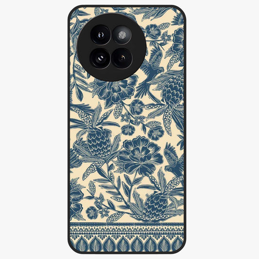 Heirloom Wild Bloom Glass Case showing flat back view with vintage inspired wild flower artwork and glossy glass finish.