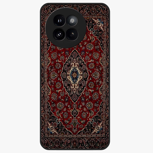 Heritage Carpet Royale Glass Case showing flat back view with ornate Persian carpet inspired pattern and glossy glass finish.