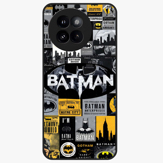 Knight Gotham Rise Glass Case showing flat back view with dark hero inspired artwork and glossy glass finish.